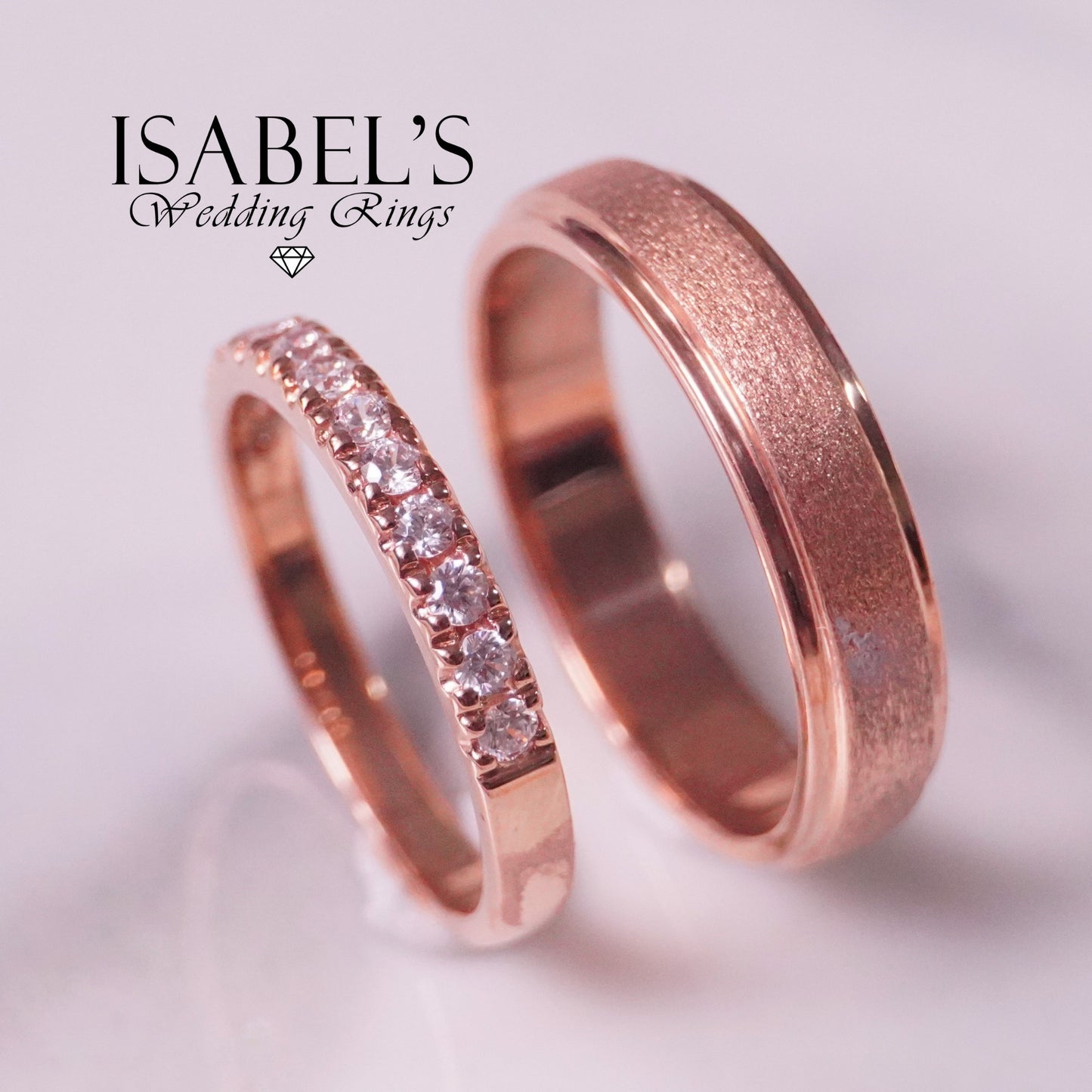 Half Eternity Stones with Classic Matte and Polished Finish Wedding Rings