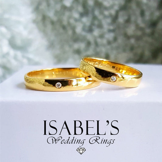 Classic Polished Finish with 1 stone Wedding Rings